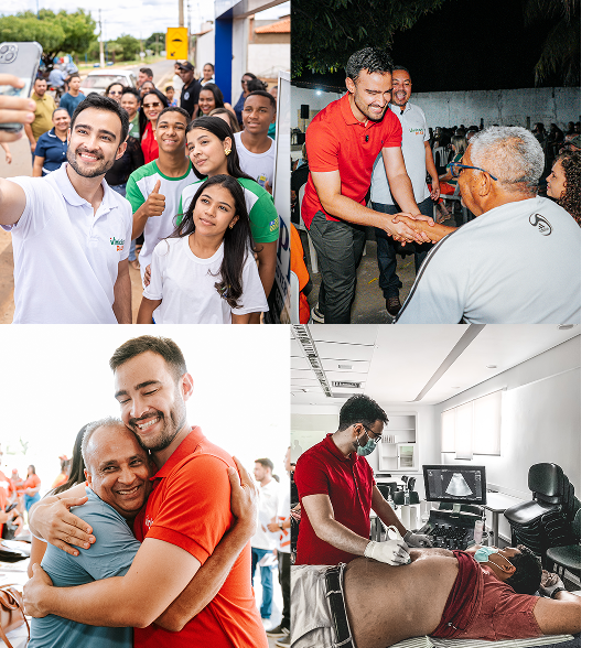 Vinícius Dias em atividades de campanha, atendimento médico e encontros com moradores